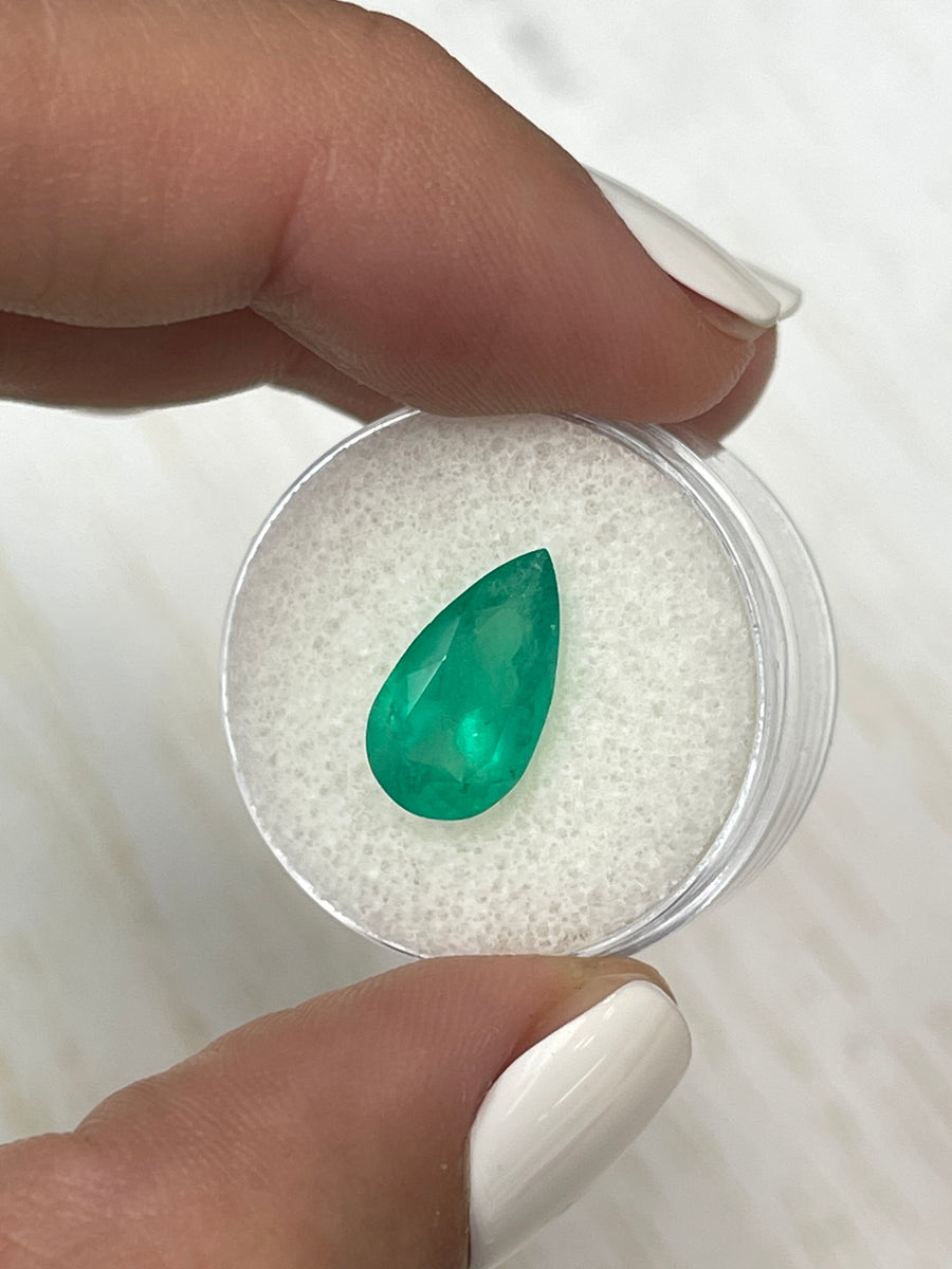Green Colombian Emerald - 3.24 Carat Pear-Shaped Loose Gem