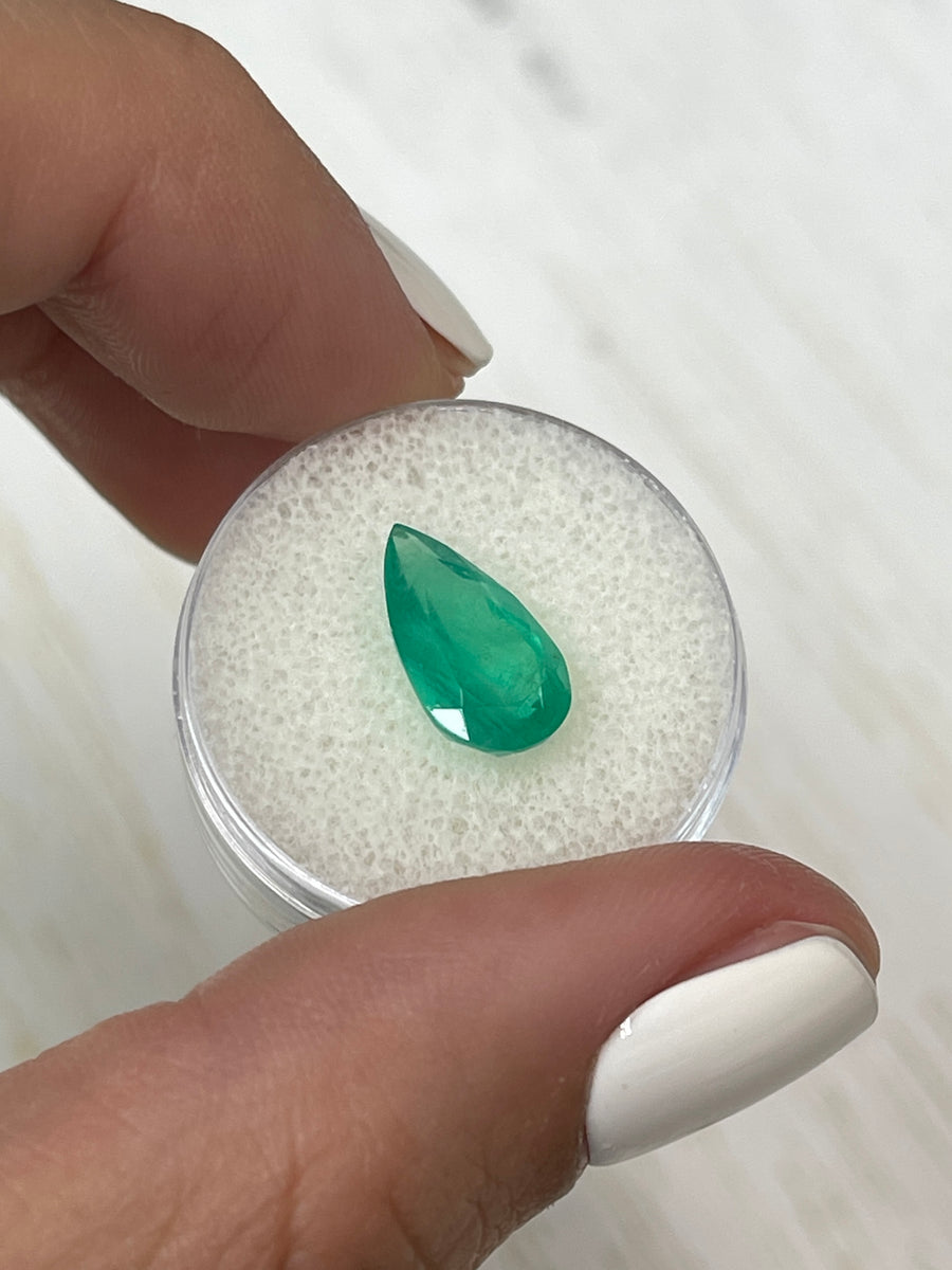 Colombian Emerald - 3.24 Carat Natural Green Pear-Cut Gemstone