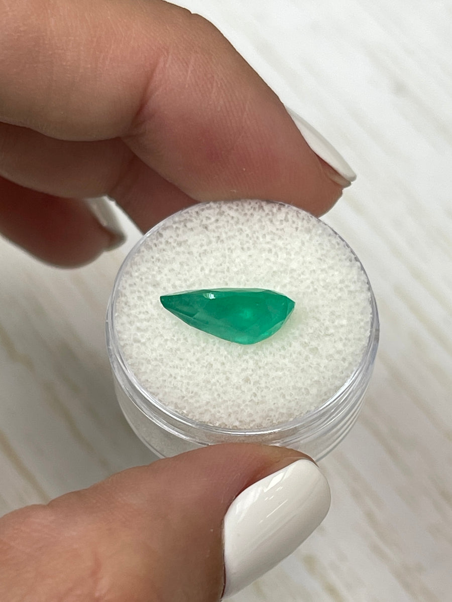 3.24 Carat Loose Pear Emerald - Vibrant Green Colombian Gem