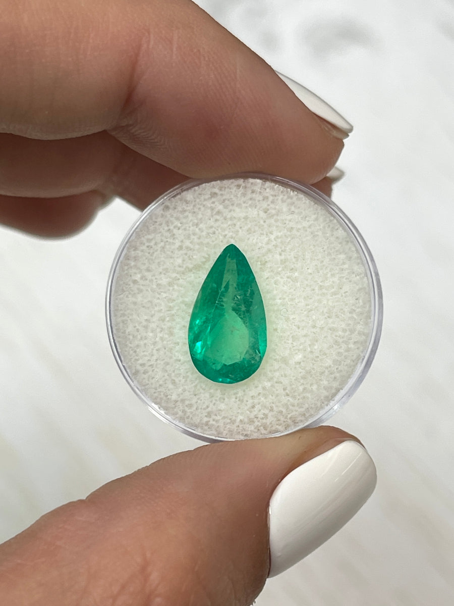 A 3.31 Carat Pear-Cut Colombian Emerald: Natural, Long, and Green
