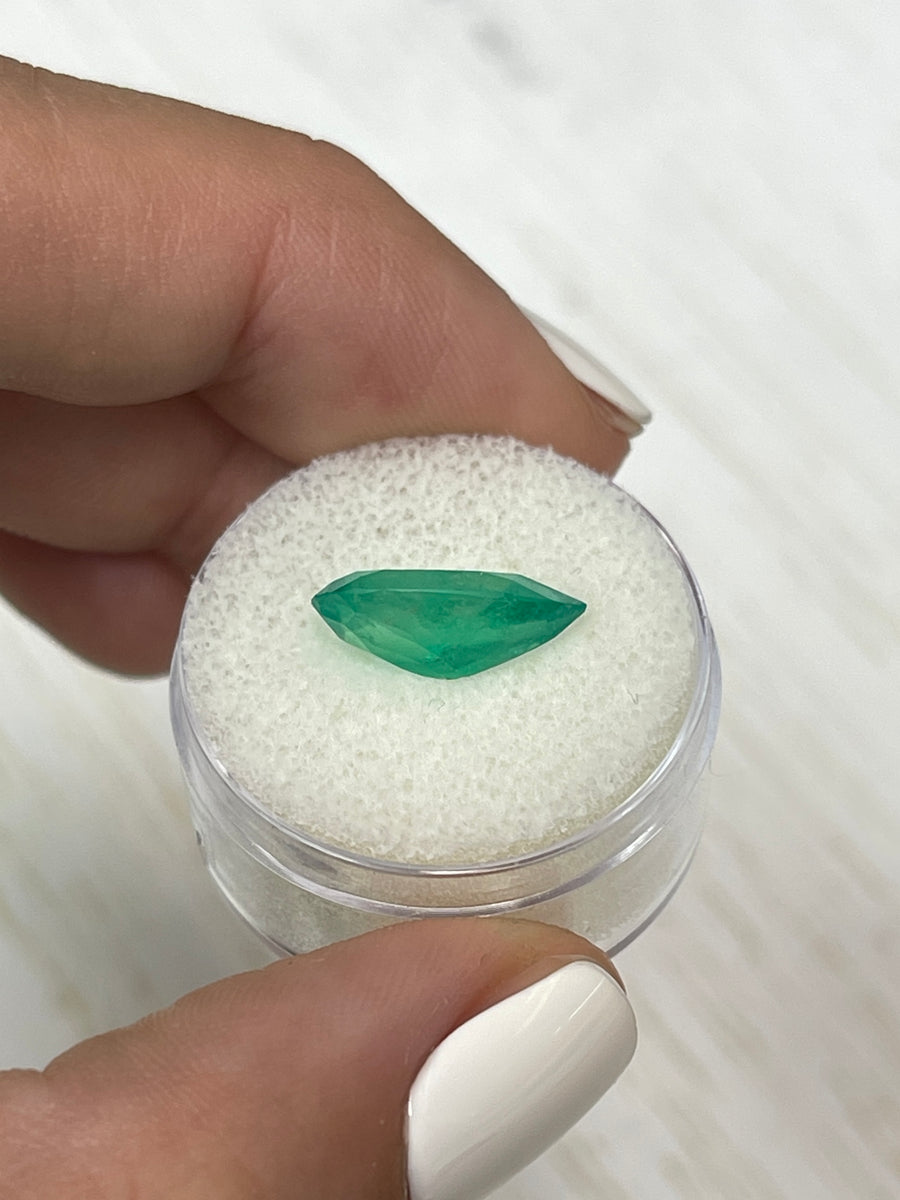 3.31 Carat Pear-Cut Colombian Emerald - Vibrant Green Hue