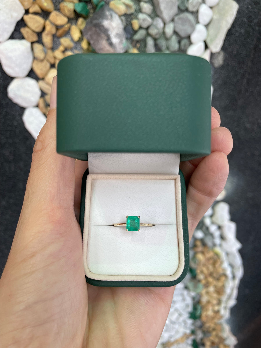 Radiant Sophistication: 1.20cts Dainty Emerald Asscher Cut Solitaire in 14K Gold Ring