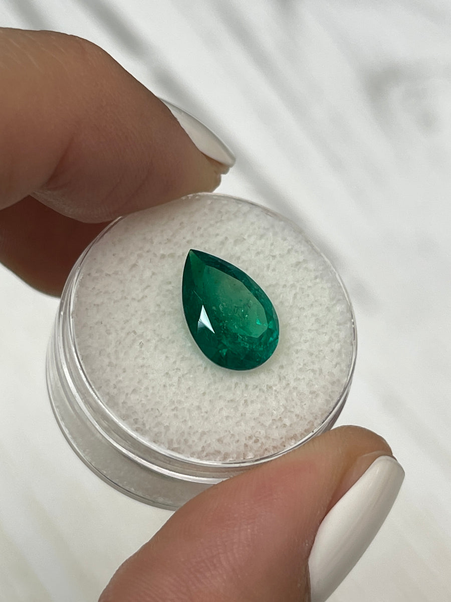 Muzo Green Pear-Shaped Colombian Emerald - 3.37 Carats, Minor Oil Treatment