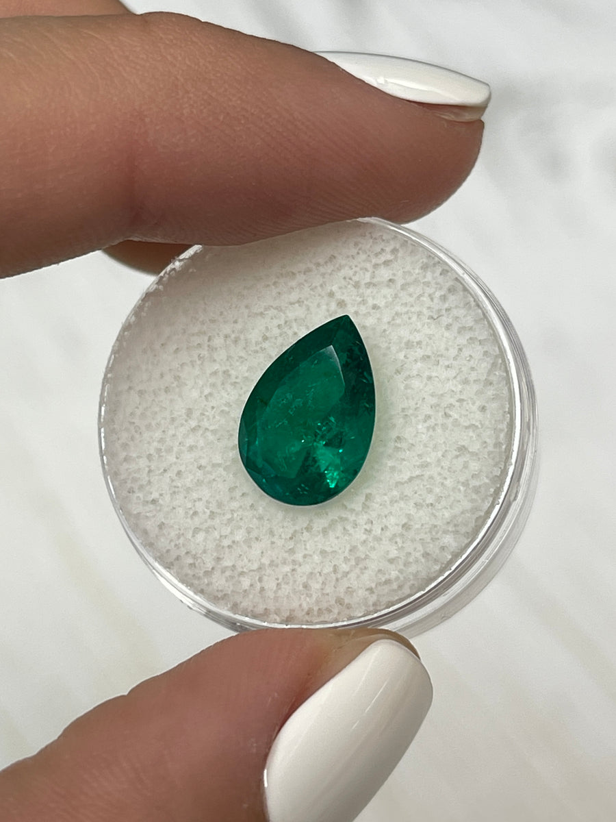 3.37 Carat Pear-Cut Colombian Emerald: Natural, Muzo Green, and Lightly Oiled