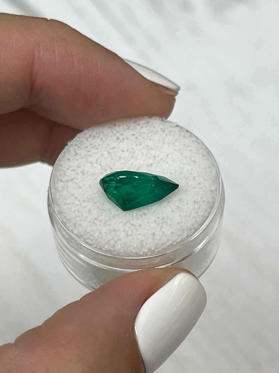 Natural 3.37 Carat Colombian Emerald - Pear-Shaped and Lightly Oiled, Muzo Green