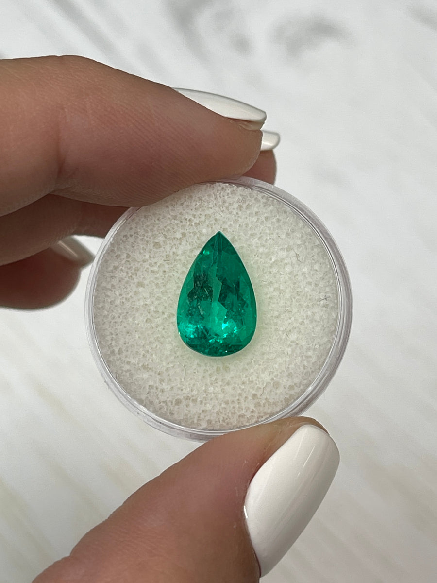 Pear-Cut Colombian Emerald - 3.57 Carat Vibrant Green Gemstone