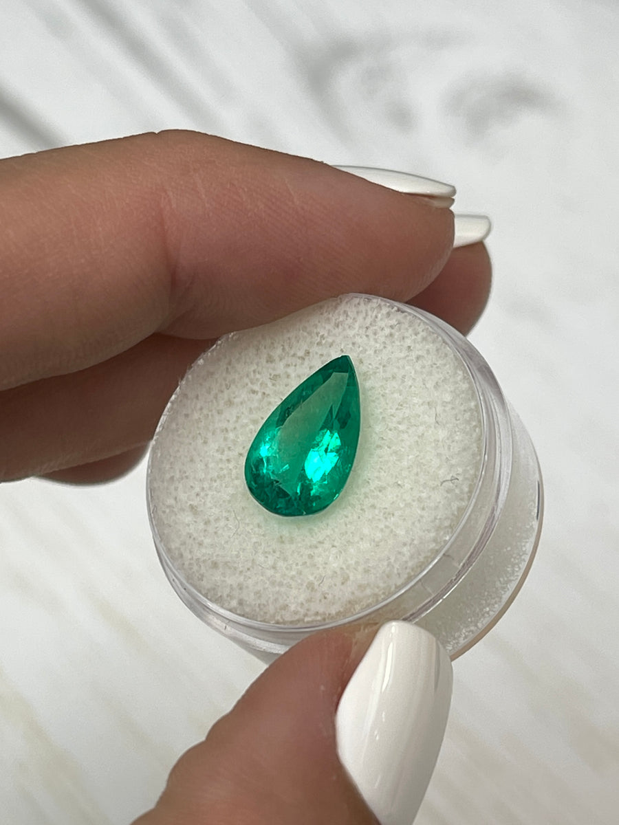 Vivid Green Pear-Cut Colombian Emerald - 3.57 Carat Loose Gem