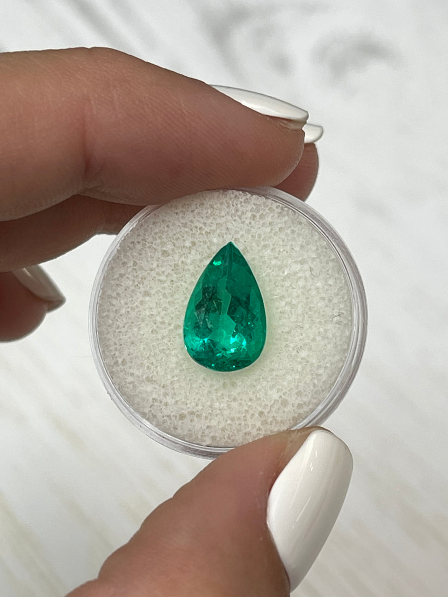 Loose Pear-Cut Colombian Emerald - 3.57 Carat Natural Green Beauty