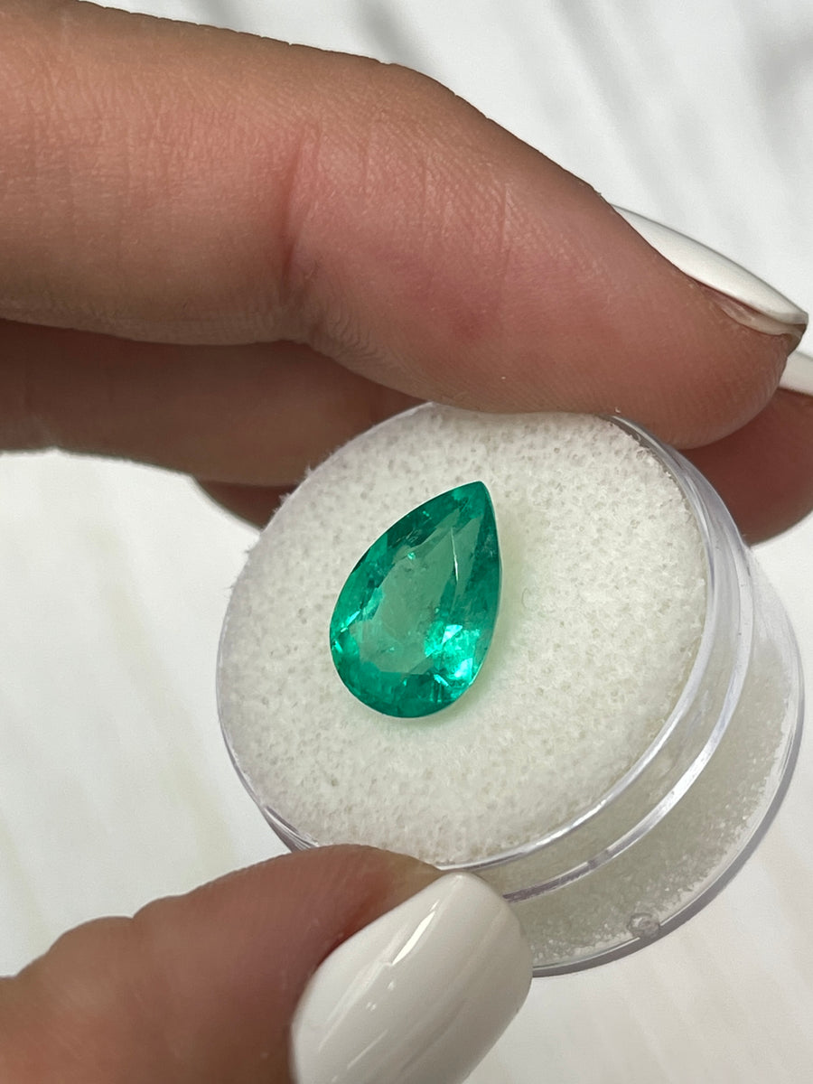 Unmounted Colombian Emerald - 3.72 Carat Clear Pear Cut