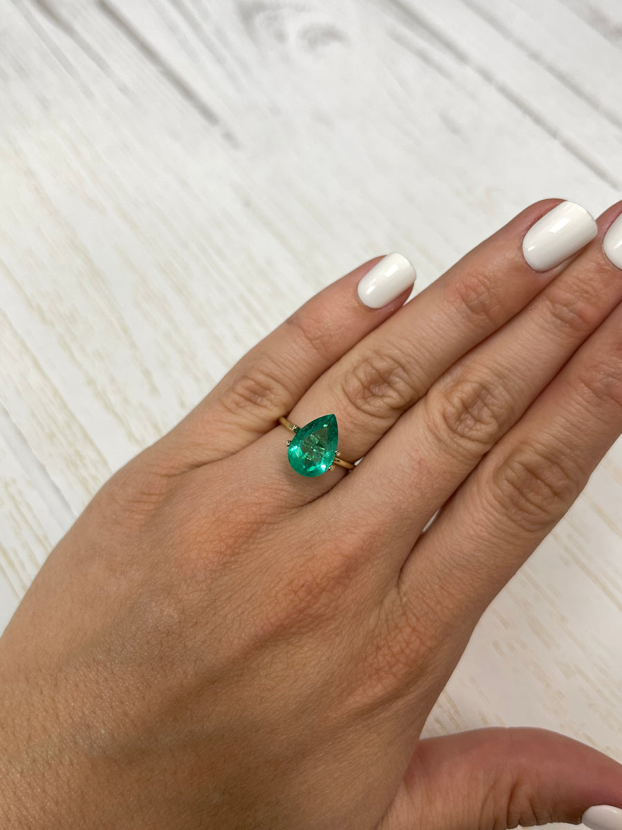 3.72 Carat Loose Colombian Emerald - Stunning Pear-Shaped Gem