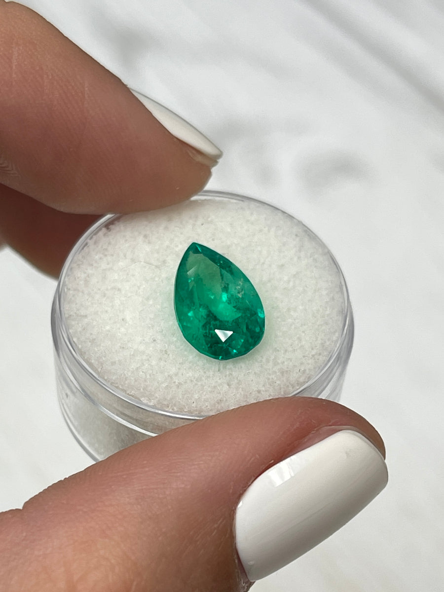 3.80 Carat Colombian Emerald - Pear Shaped, Rich Bluish Green