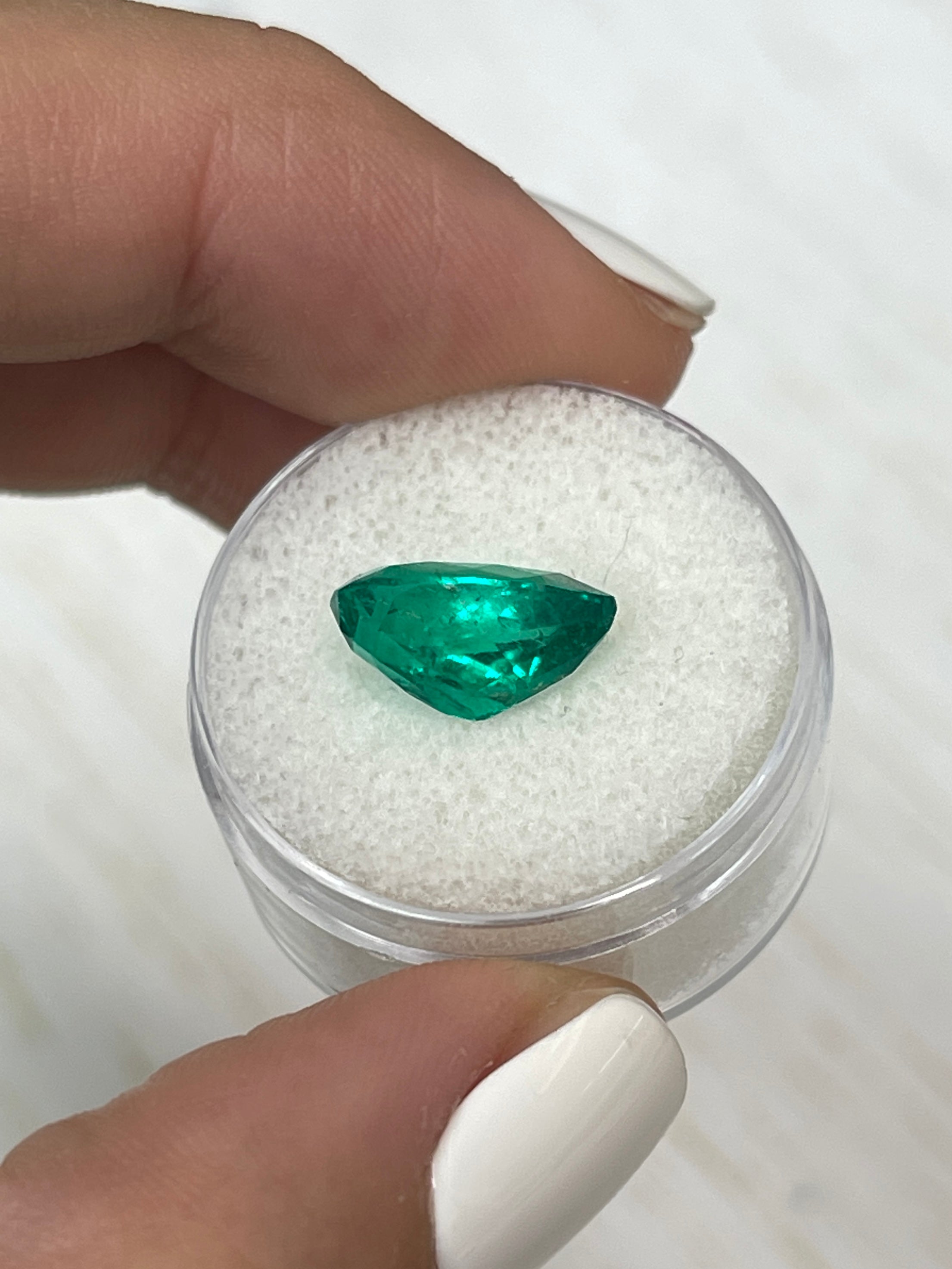 3.80 Carat Colombian Emerald - Pear Shaped, Rich Bluish Green