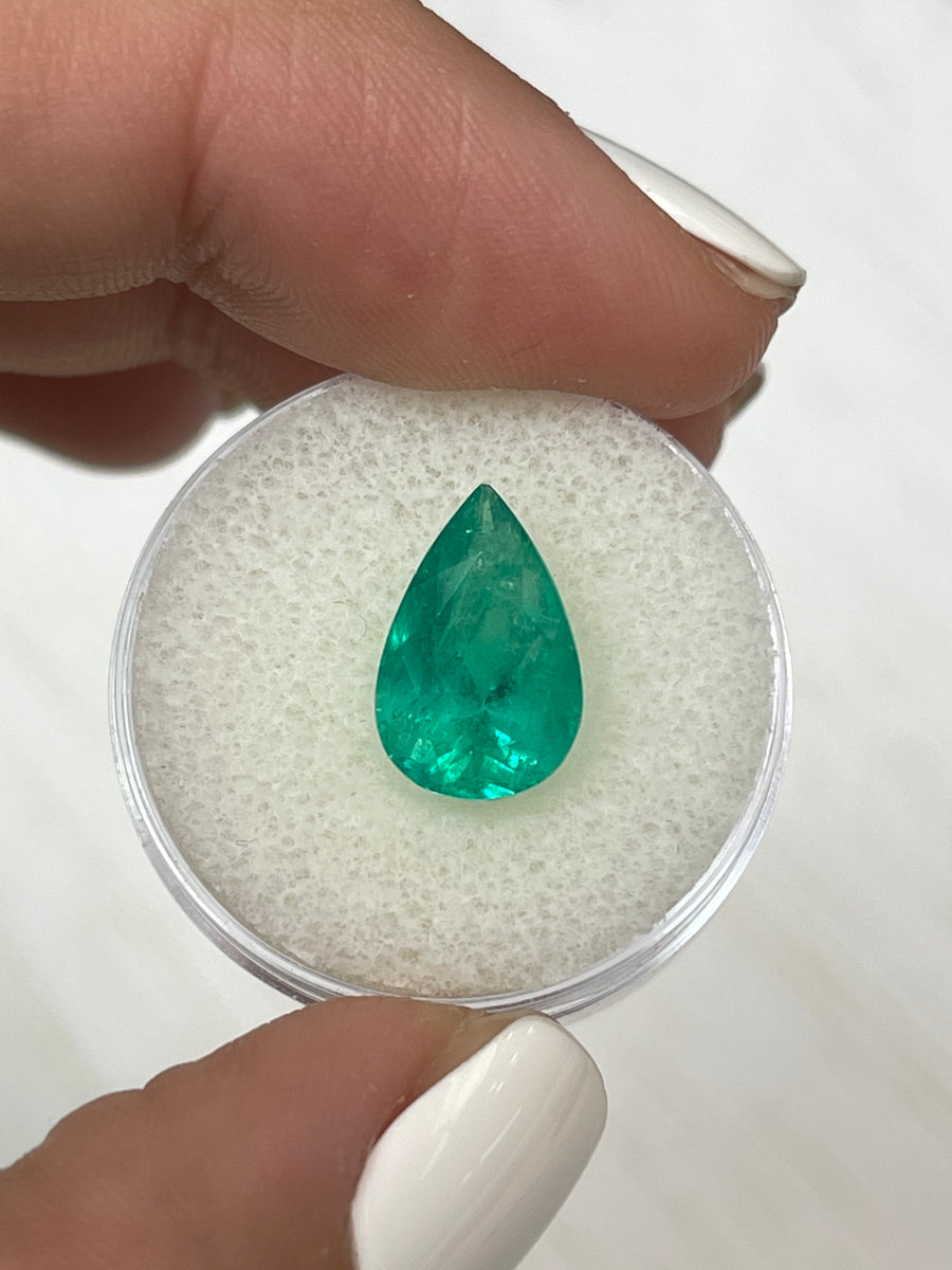 Captivating Loose Colombian Emerald - 13x9mm Pear Shape - 3.80 Carats