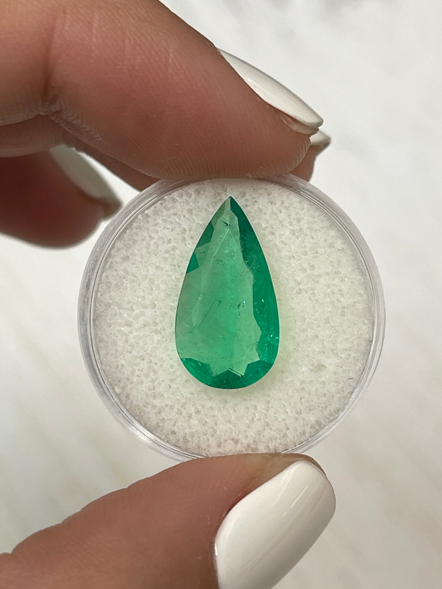 Emerald Gemstone - 3.83 Carat Pear Cut - Vibrant Green Colombian Loose Stone