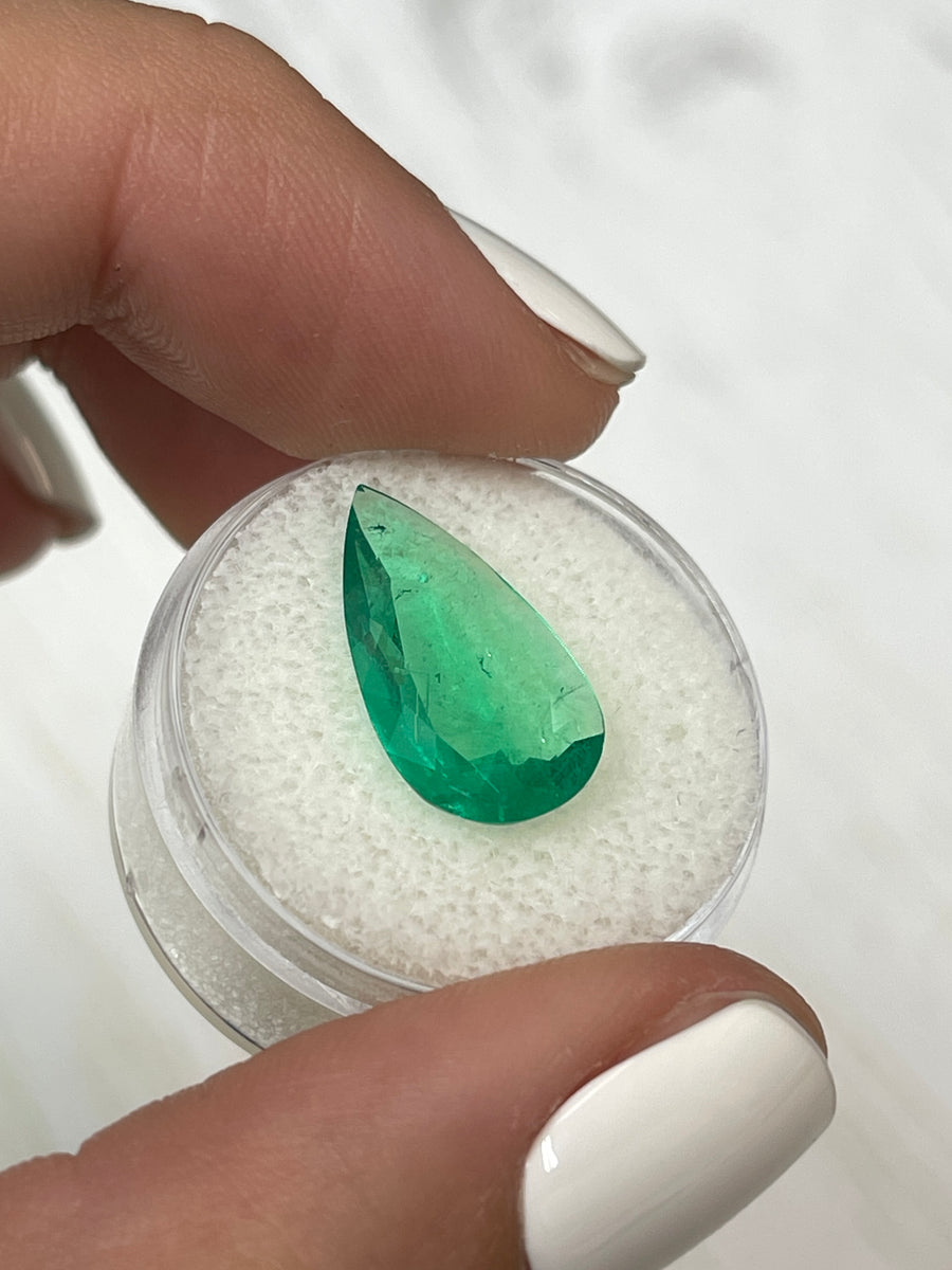 Stunning 3.83 Carat Colombian Emerald - Loose Pear Cut - Lush Green Hue