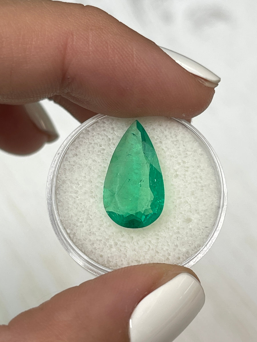 3.83 Carat Pear Cut Colombian Emerald - Gorgeous Green Loose Gemstone