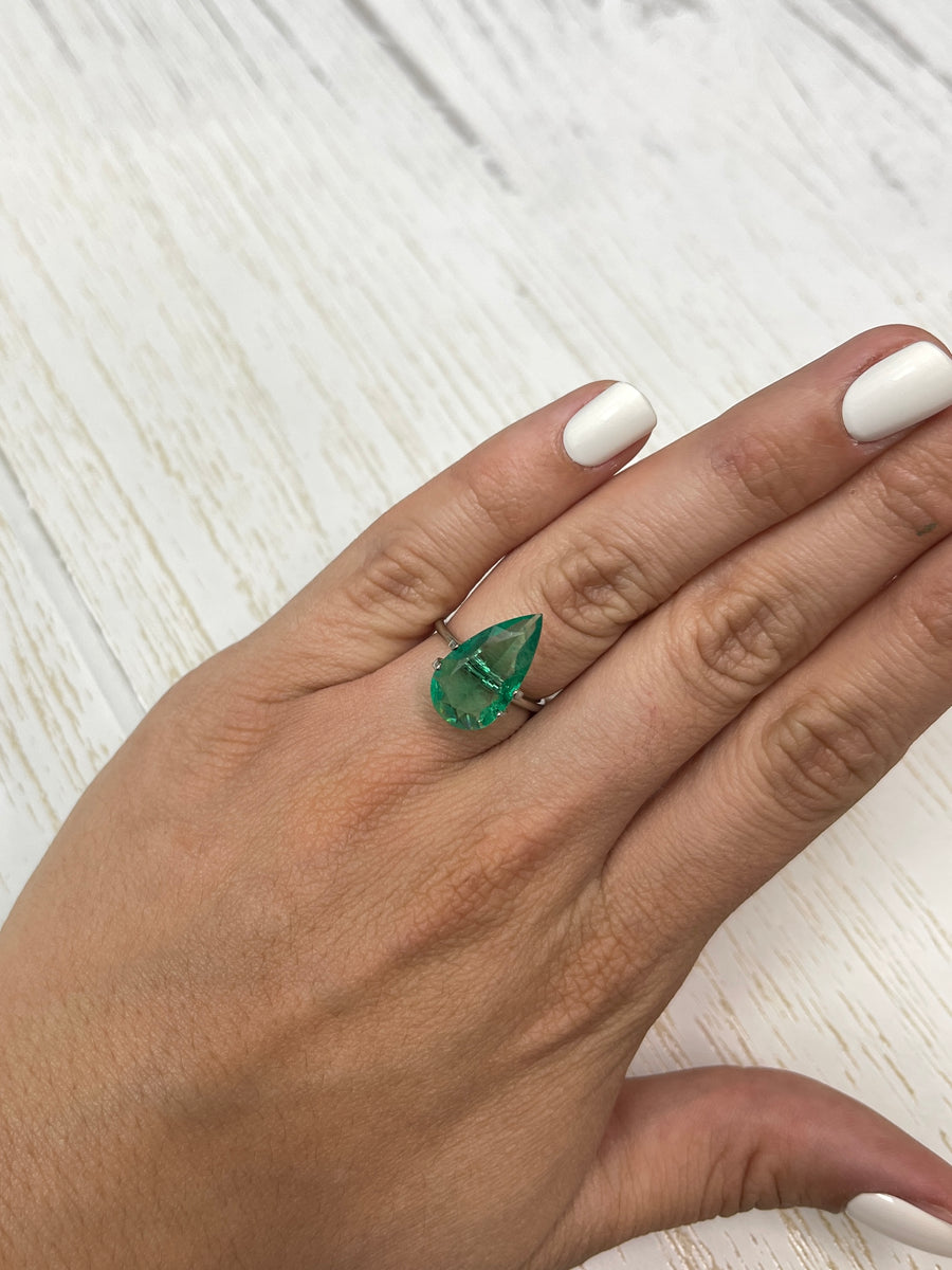 Natural Loose Colombian Emerald - 3.83 Carat Pear Cut - Rich Green Hue