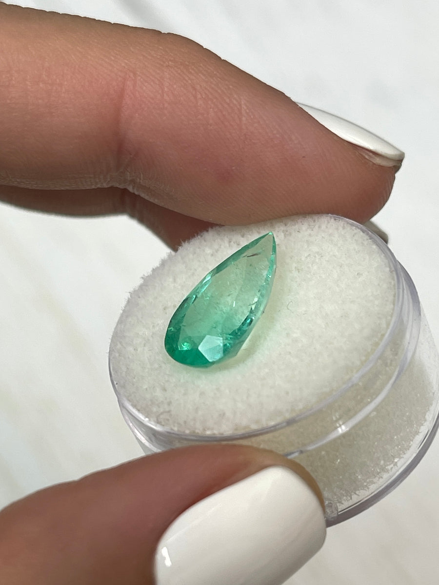 3.87 Carat Colombian Emerald Gemstone – Light Green Pear Cut