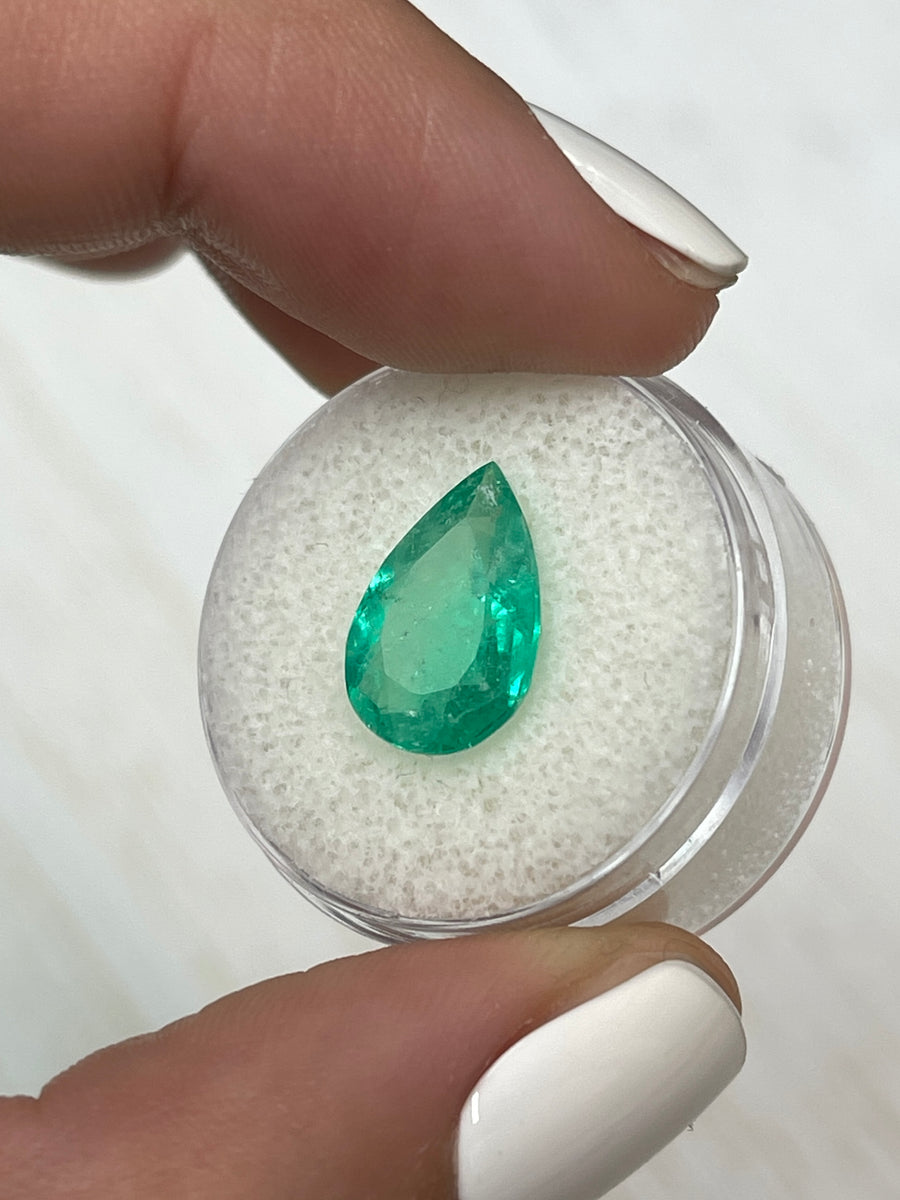 Gorgeous 3.90 Carat Loose Colombian Emerald - Wide Pear Shape
