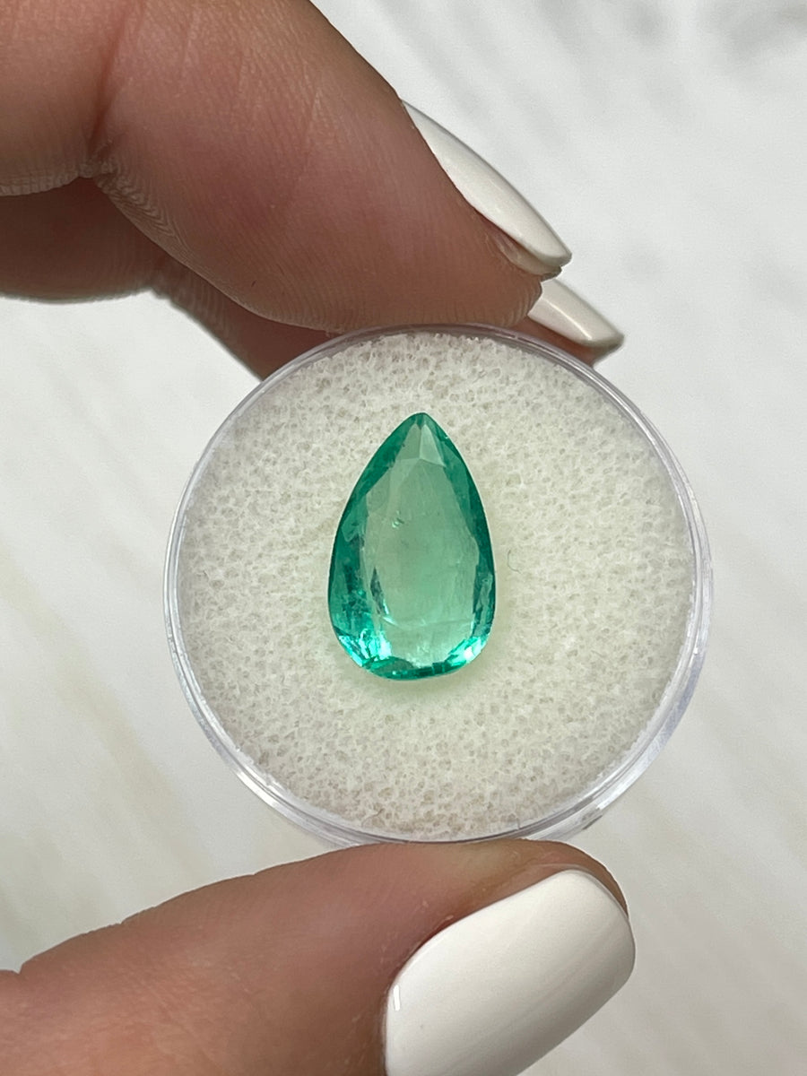 4.0 Carat Crystal Clean Green Natural Loose Colombian Emerald-Pear Cut