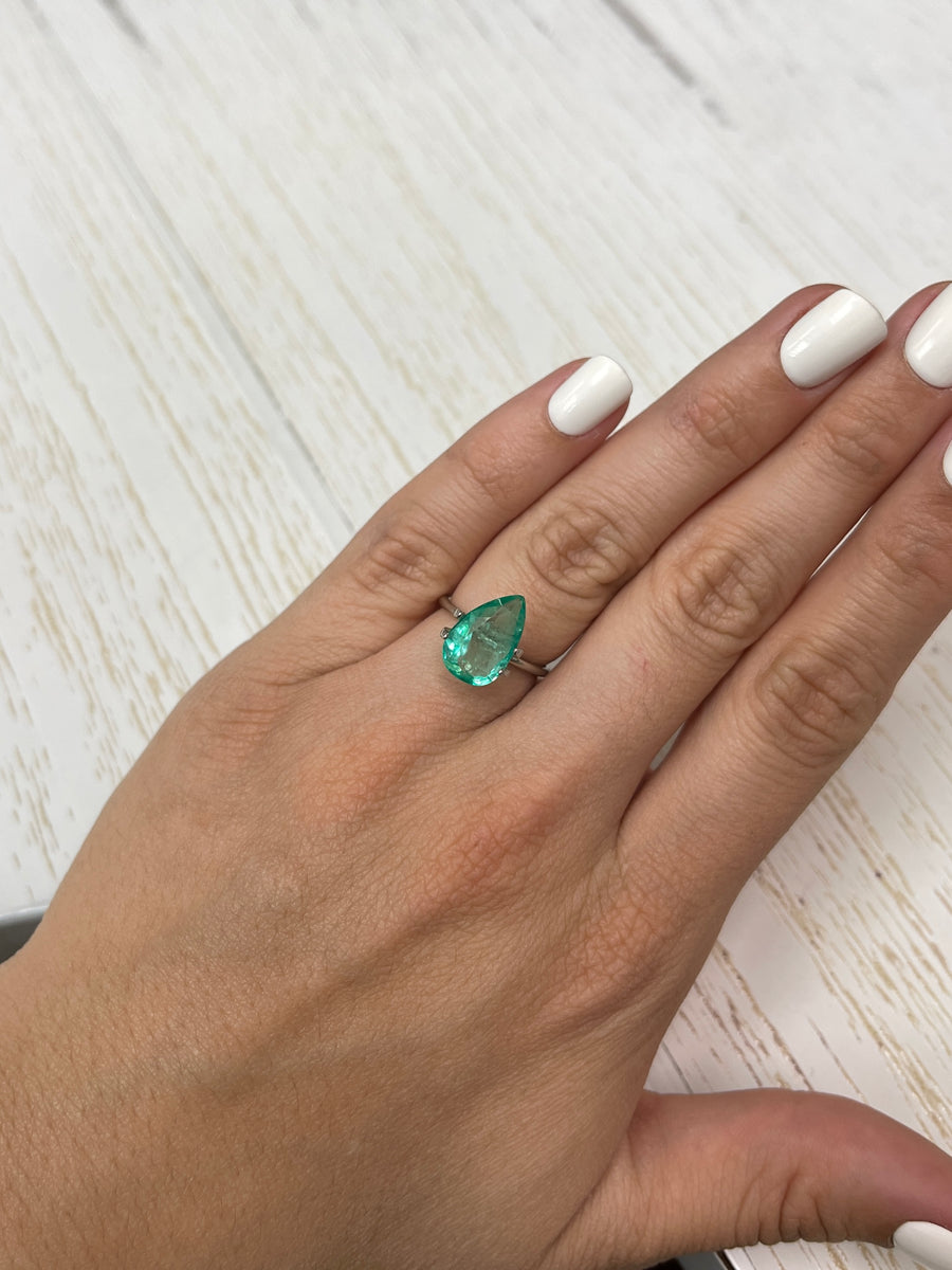 Pear-Cut Colombian Emerald - 4.0 Carat, Brilliant Green Clarity