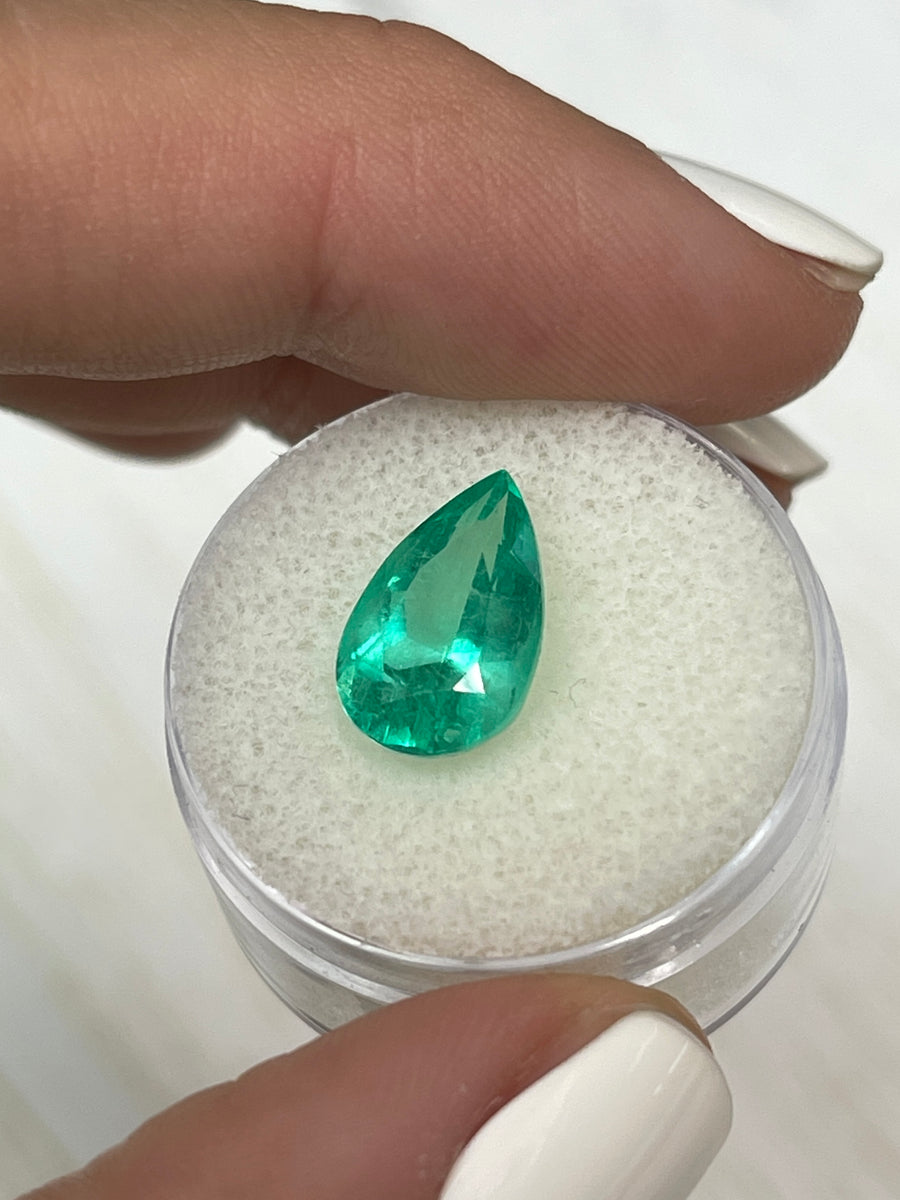 Apple Green 4.0 Carat Colombian Emerald - Pear-Shaped Beauty
