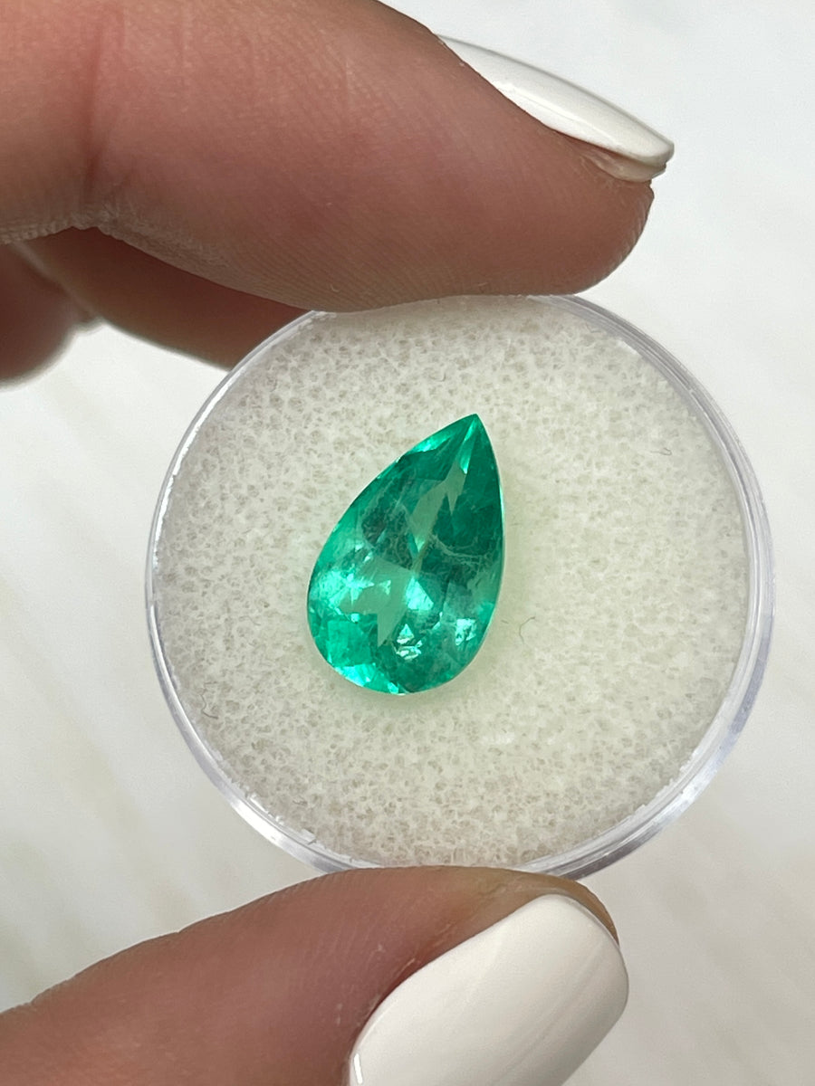 4.0 Carat Loose Colombian Emerald with Pear-Shaped Elegance