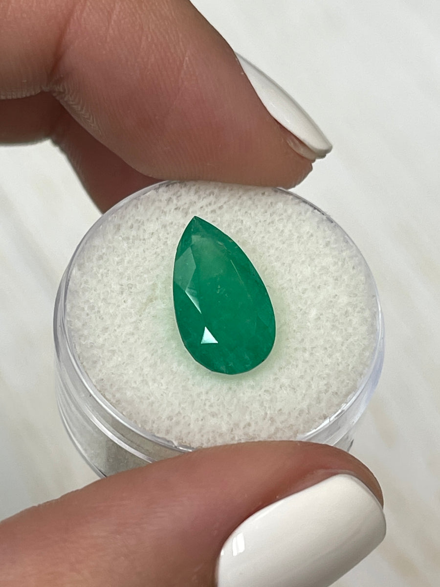 Pear Cut 4.05 Carat Colombian Emerald - Natural Forest Green