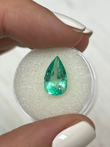 Gorgeous 4.09 Carat Pear-Cut Colombian Emerald - Vibrant Green - Loose and Natural - 13x8mm