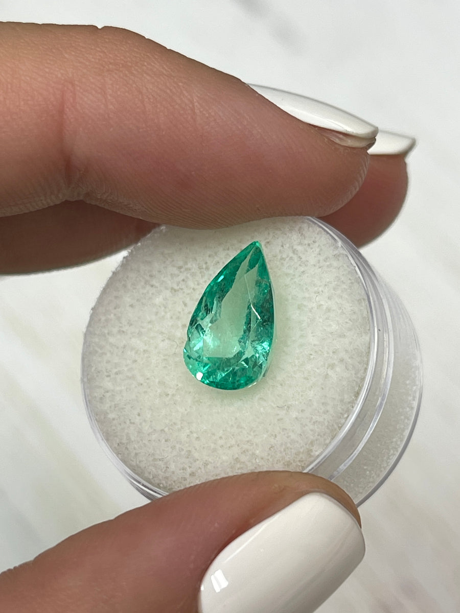 13x8mm Pear-Cut Colombian Emerald - Vivid Green - 4.09 Carats - Unmounted and Natural