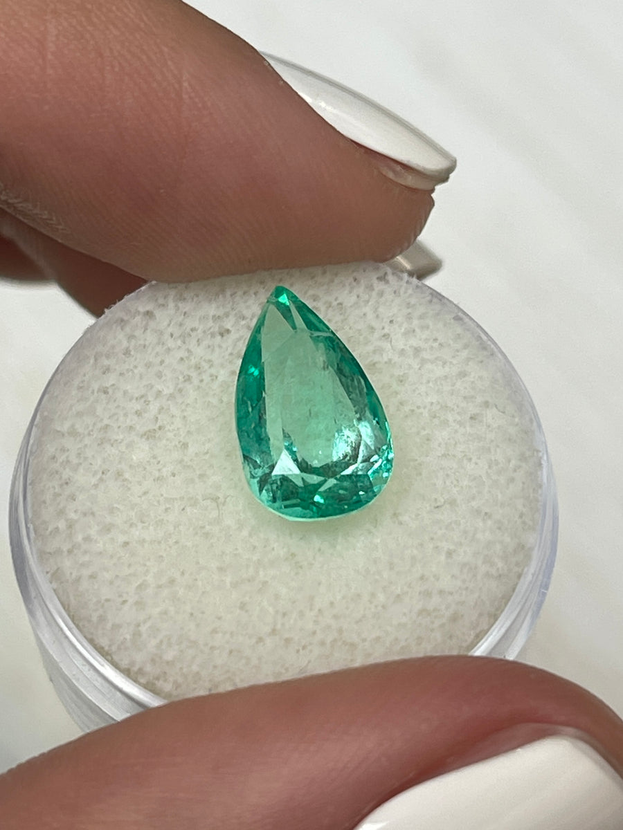 Loose Colombian Emerald - 4.09 Carat Pear-Shaped Gem - Rich Green Hue - 13x8mm Dimensions