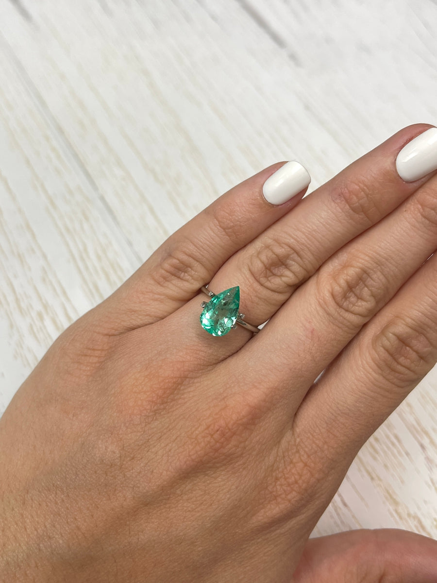 4.09 Carat 13x8 Vibrant Green Natural Loose Colombian Emerald-Pear Cut