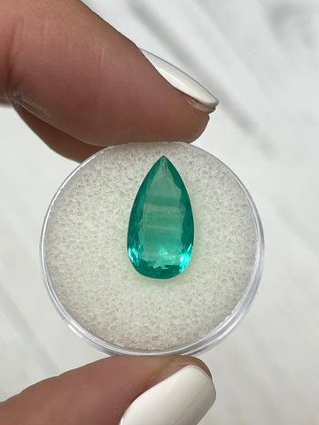 Distinctive Colombian Emerald - Pear-Shaped 4.13 Carat Gemstone with Unusual Color Bands