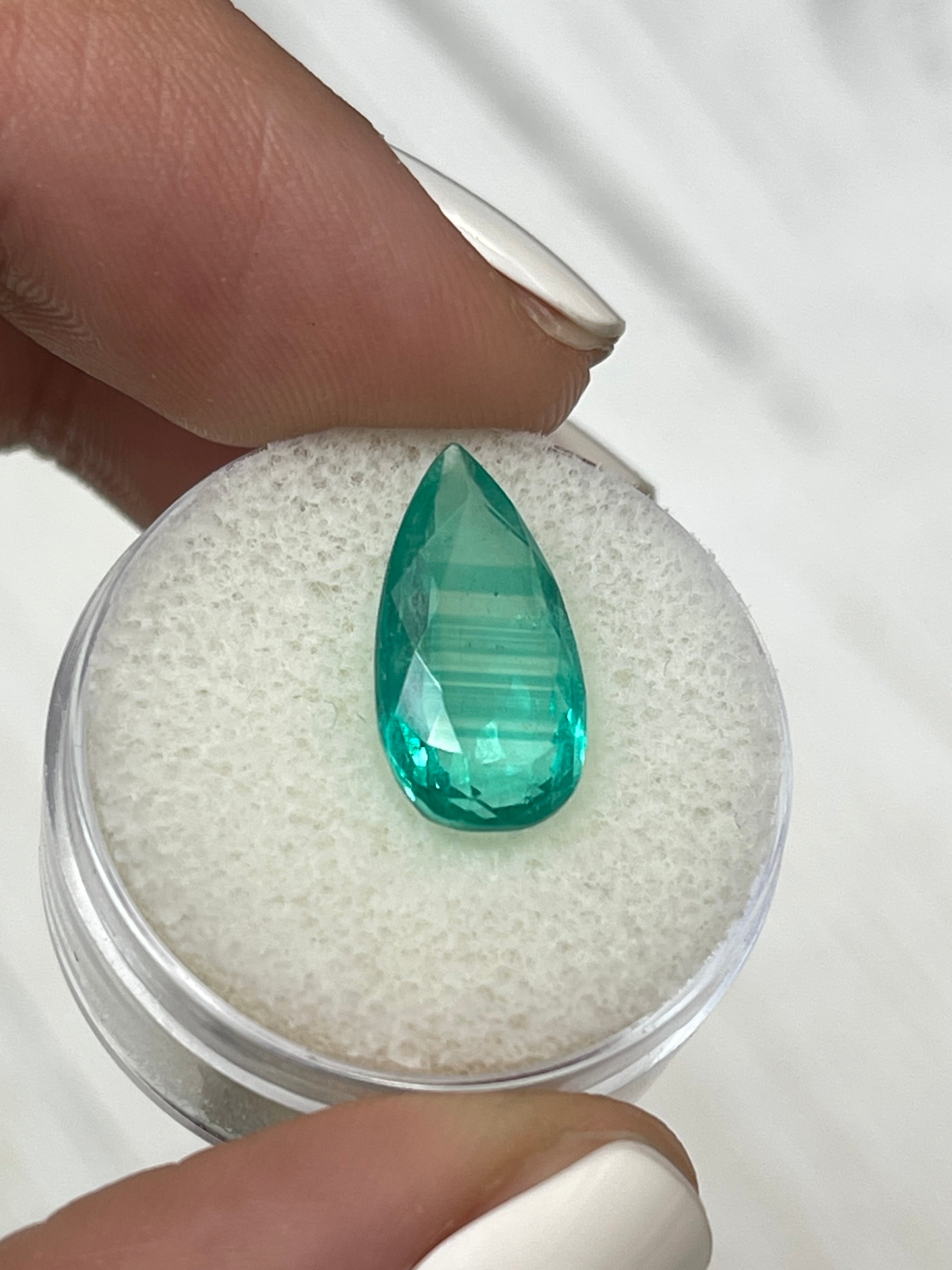 4.13 Carat Loose Colombian Emerald - Pear Cut - Featuring Unique Natural Color Striations