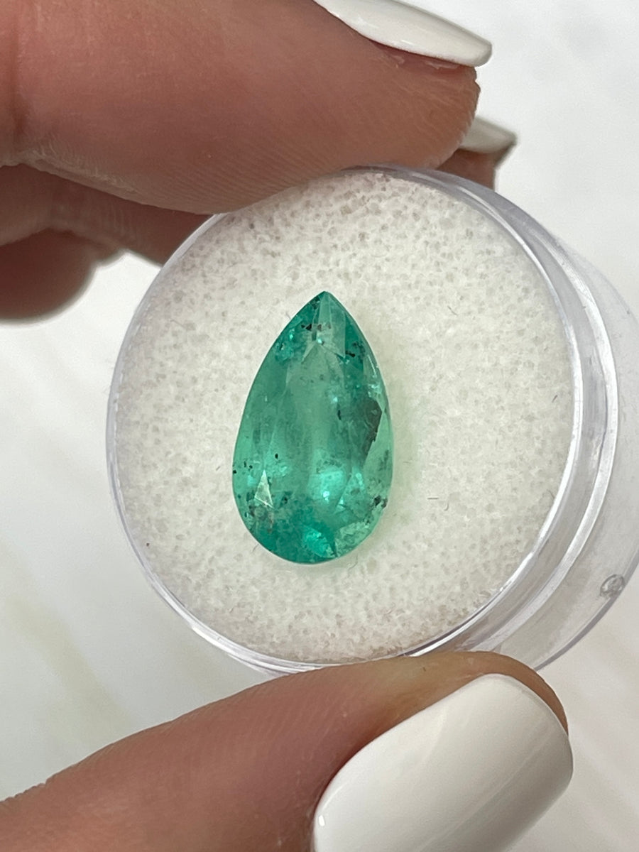 4.13 Carat Pear-Cut Mint Green Colombian Emerald - Genuine Loose Gemstone