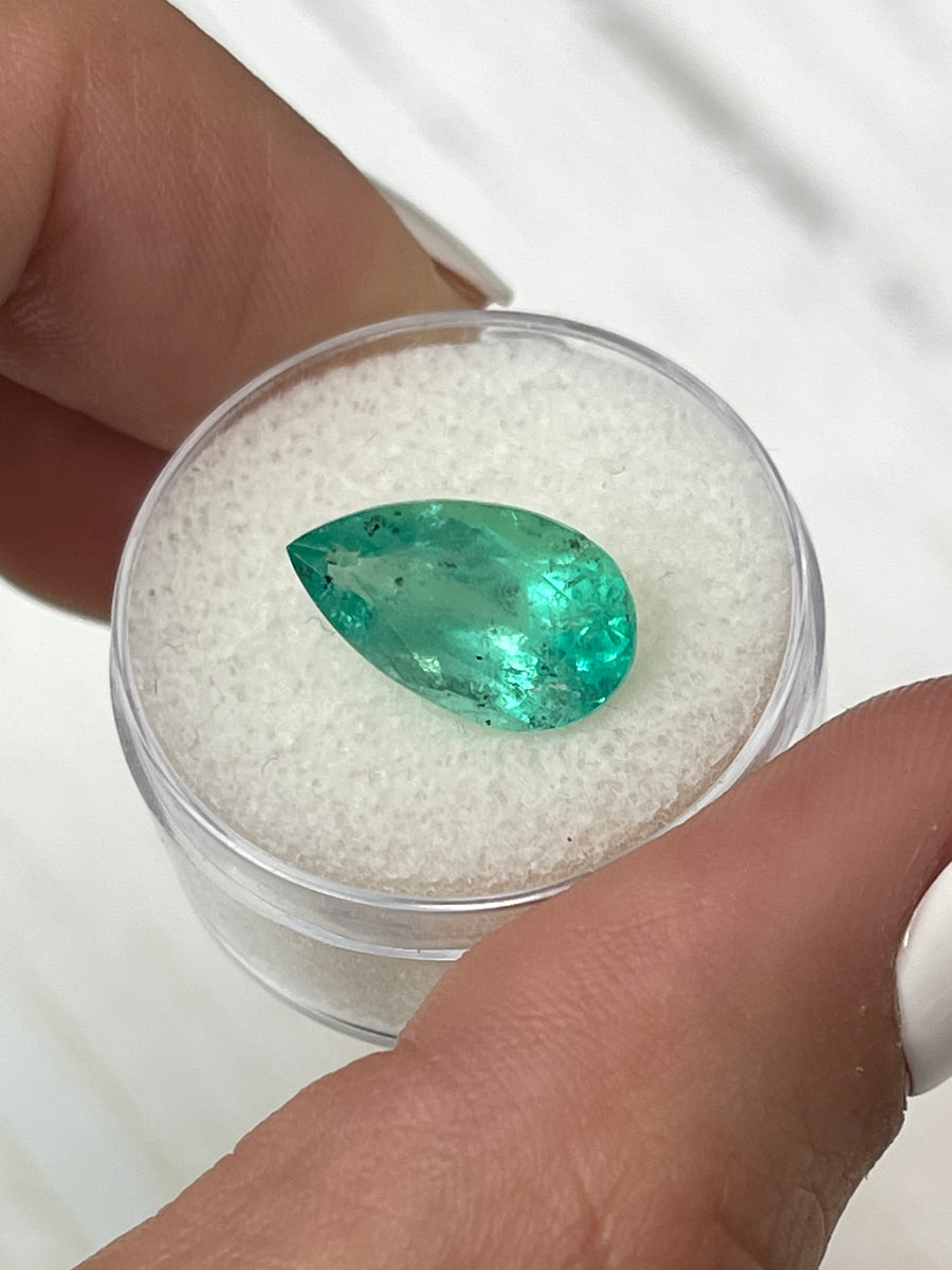 Authentic Pear-Shaped 4.13 Carat Mint Green Colombian Emerald - Unmounted