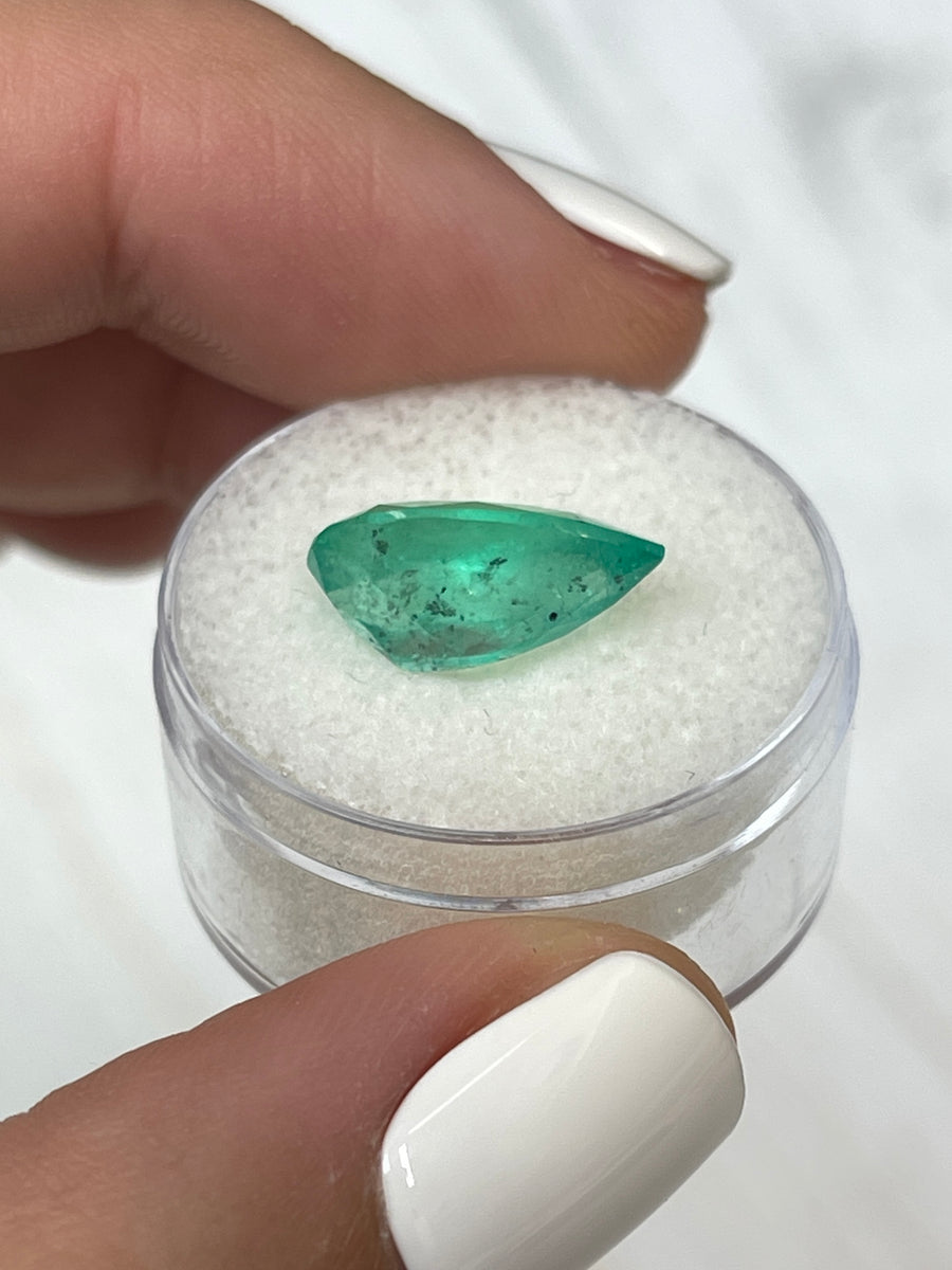 Pear-Cut Colombian Emerald - 4.13 Carats - Natural Mint Green Shade