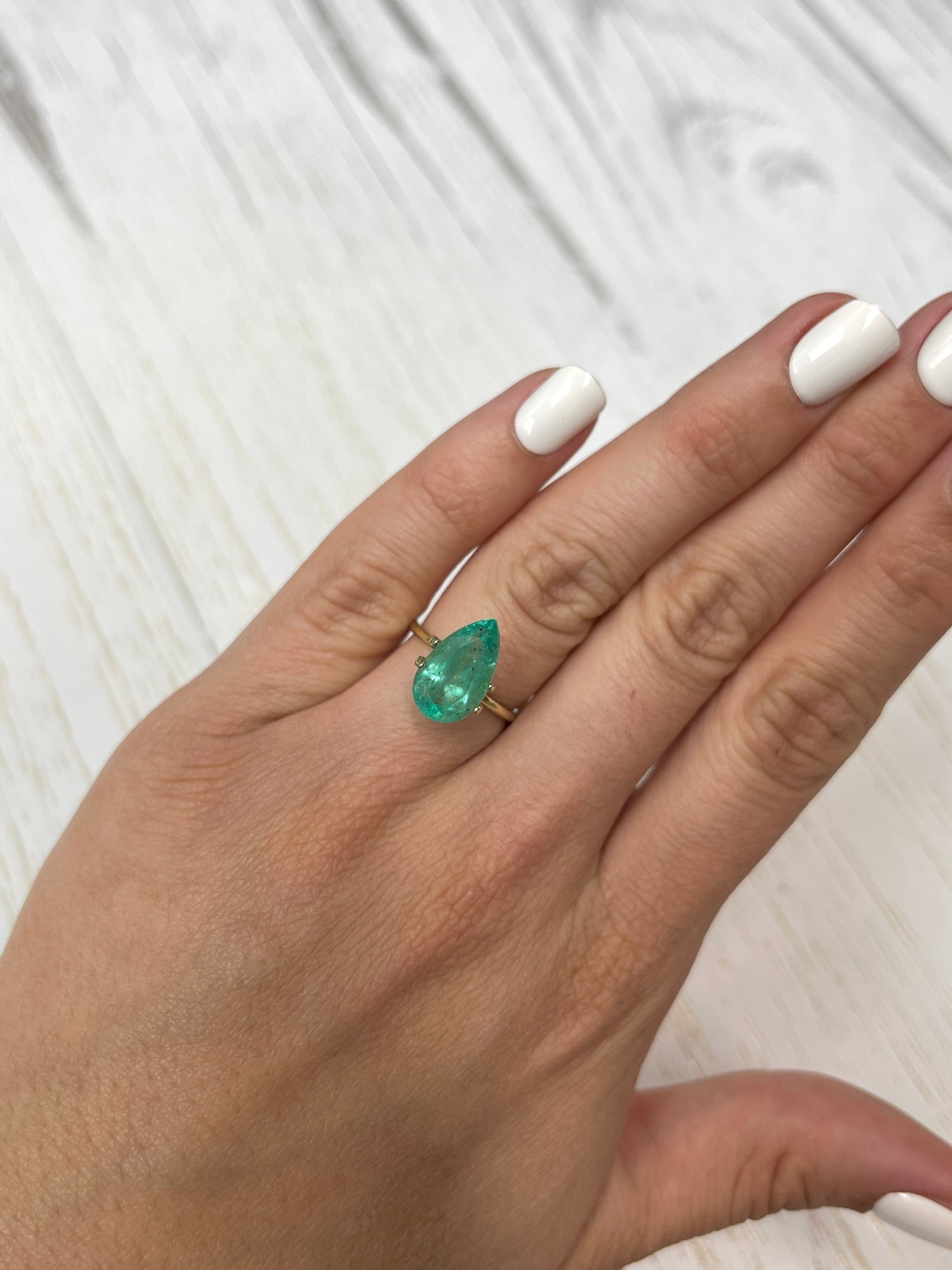 4.13 Carat Mint Green Natural Loose Colombian Emerald-Pear Cut - JR Colombian Emeralds