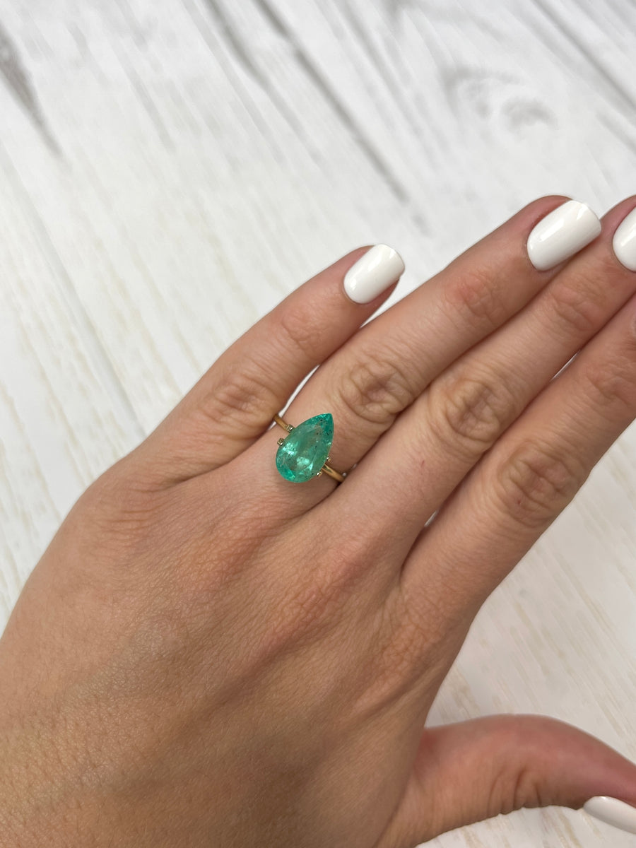 4.13 Carat Mint Green Natural Loose Colombian Emerald-Pear Cut