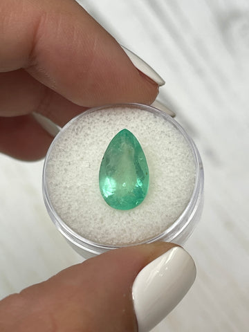 4.20 Carat Light Clean Green Natural Loose Colombian Emerald-Pear Cut