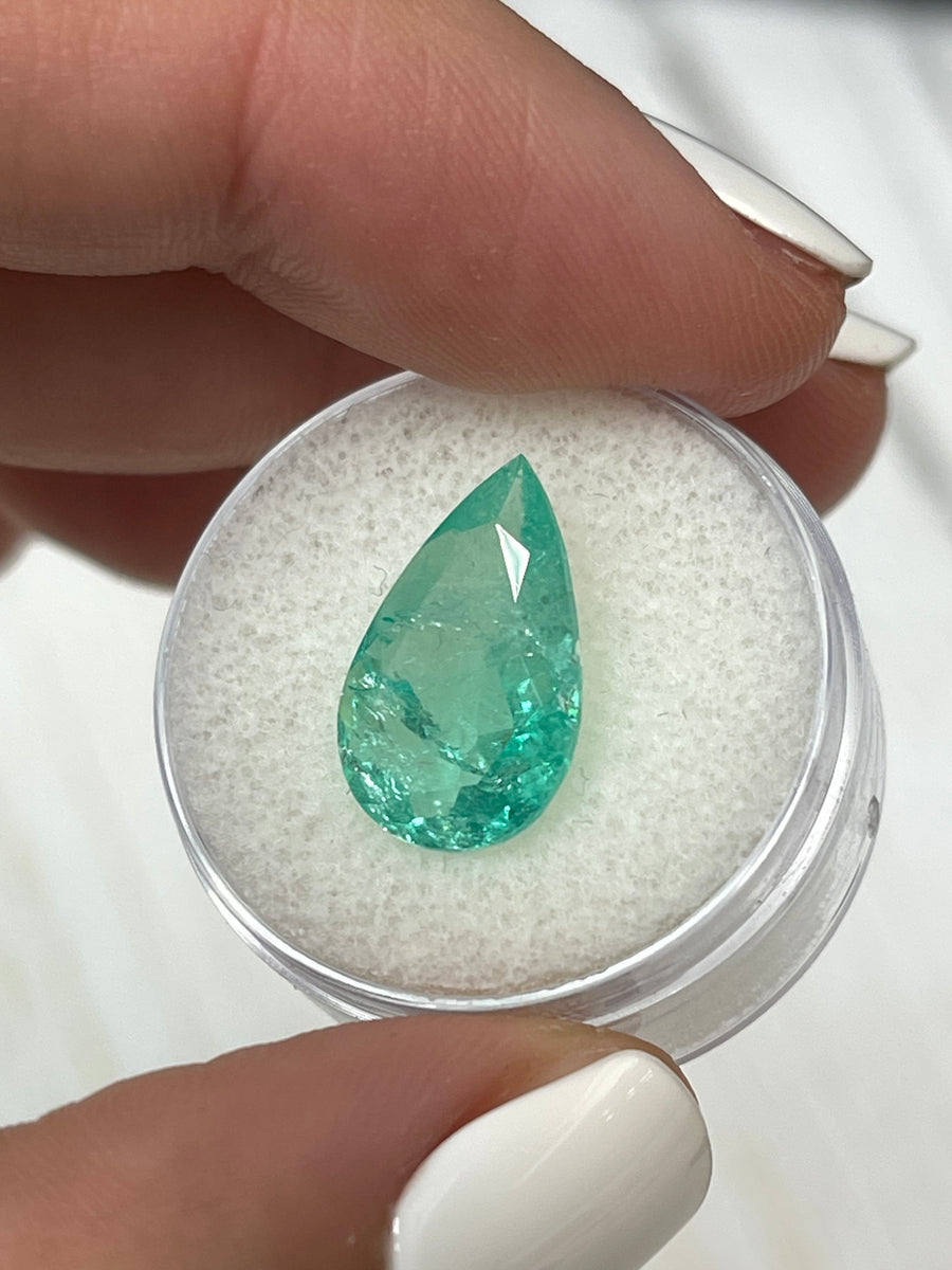 4.22 Carat Pear-Shaped Light Bluish Green Natural Colombian Emerald - Loose Stone