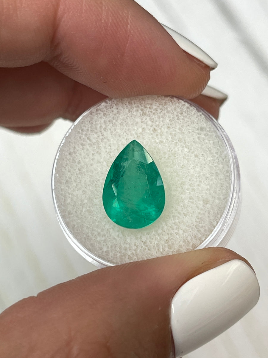 Emerald Gemstone - 4.30 Carat Pear-Shaped Colombian Emerald in Medium Green