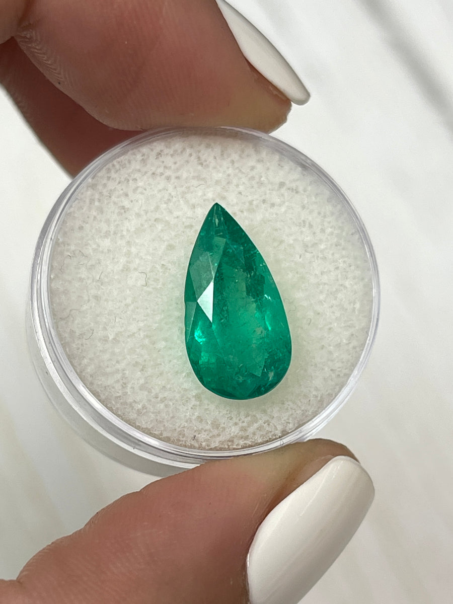 Vivid Green Pear-Cut Colombian Emerald - 4.34 Carat Loose Stone