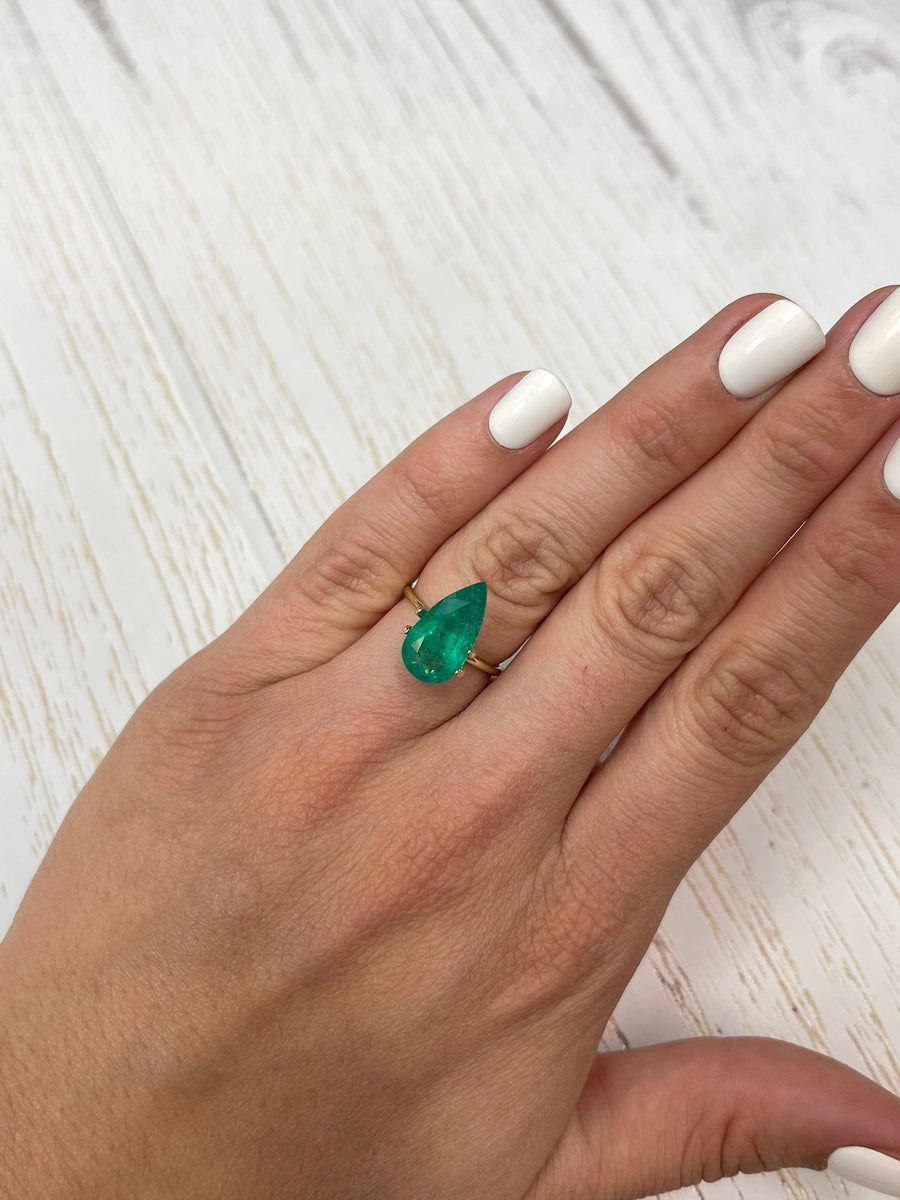 Loose Colombian Emerald - 4.34 Carats - Lustrous Green - Pear Cut