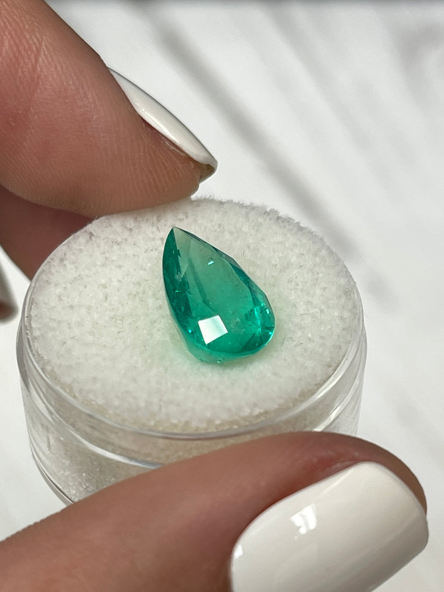 4.36 Carat Colombian Emerald with Pear Cut - Enchanting Green Hue