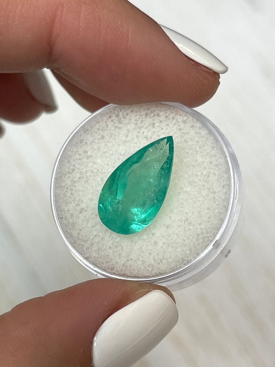 Vibrant 4.49 Carat Colombian Emerald - Pear Shape