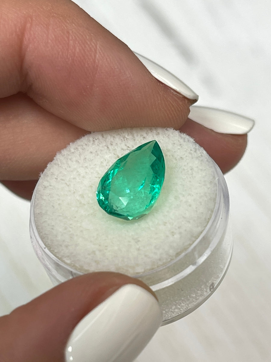 Natural Loose Emerald - 4.59 Carat Colombian Pear Cut