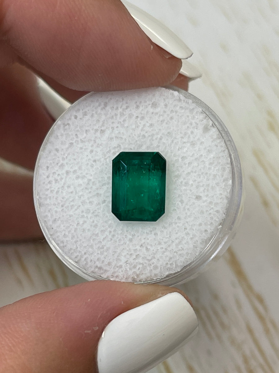 2.40 Carat Dark Green Natural Colombian Emerald in Emerald Cut