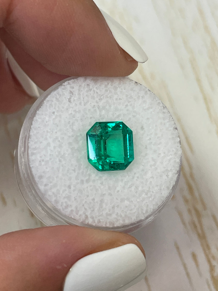 2.57 Carat GIA Vivid Bluish Green Natural Loose Colombian Emerald- Asscher Cut