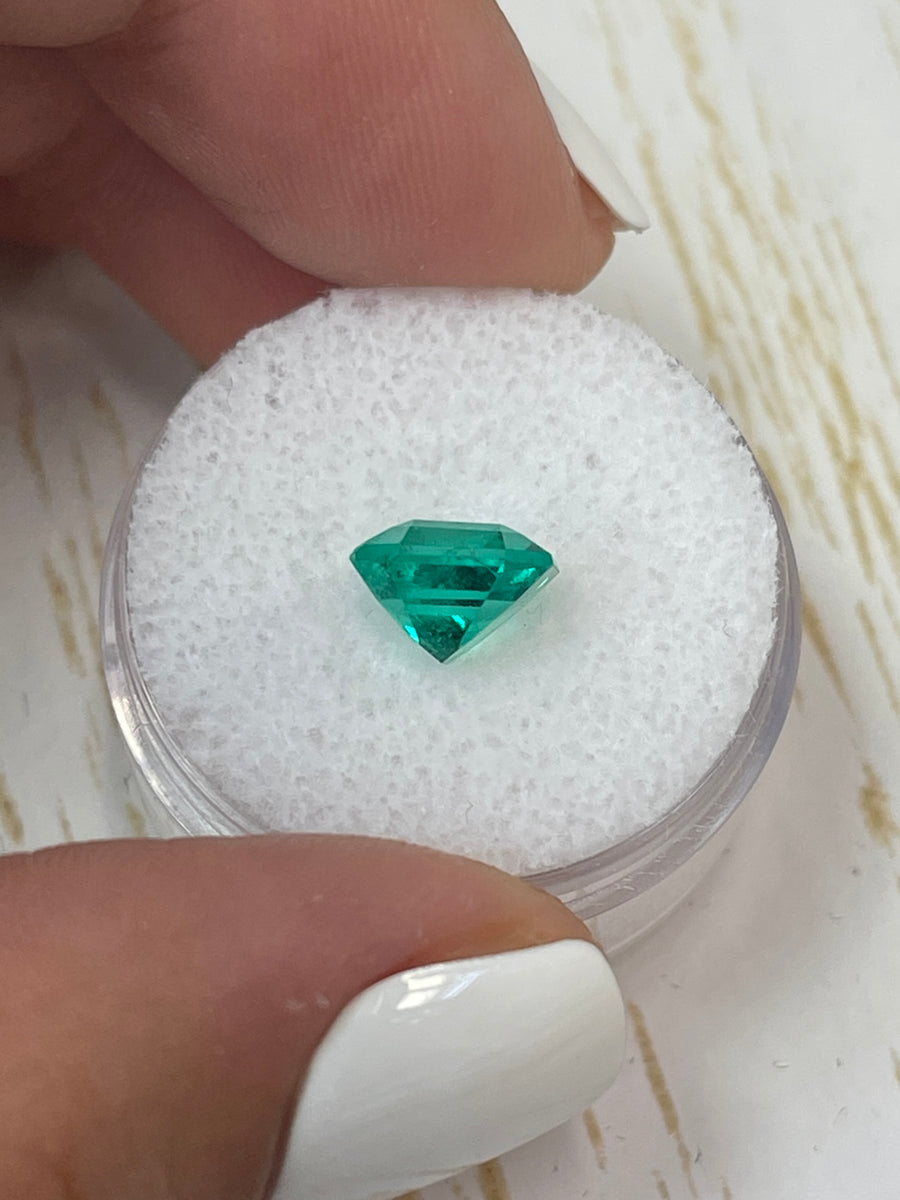 2.57 Carat GIA Vivid Bluish Green Colombian Emerald - Exquisite Asscher Cut